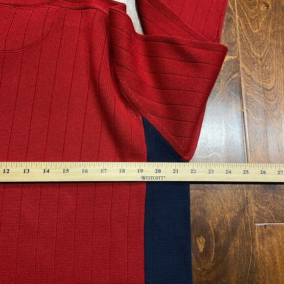 Abercrombie & Fitch Vintage Muscle V-Neck Red Navy Cotton Sweater Men's Size XL - Picture 7 of 8
